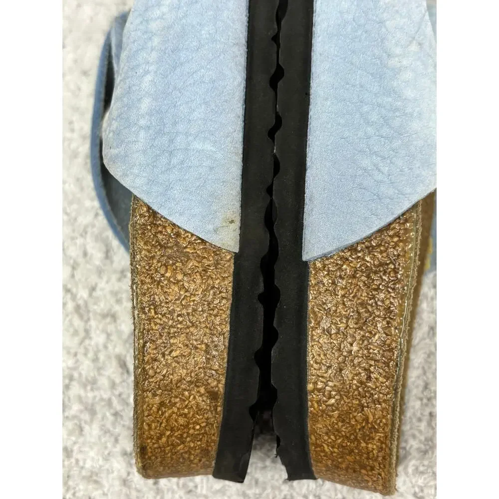 Birkenstock Florida Blue Leather Sandals Narrow Fit Size 8 AS IS #79759